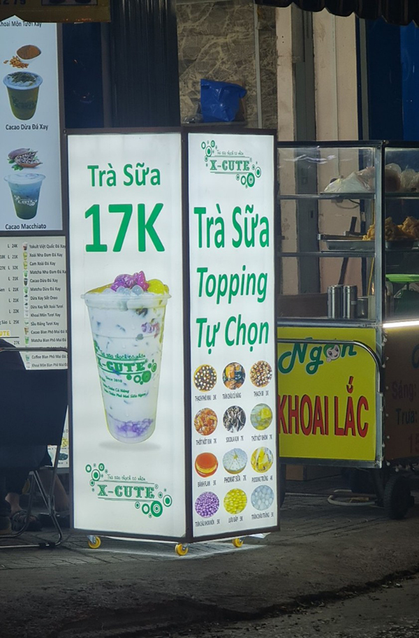Bảng hộp đèn Mica trà Sữa